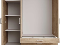 Kledingkast vasili - 135x56x195cm - 3 deuren & 3 lades - eikdecor - afbeelding 6 van  6