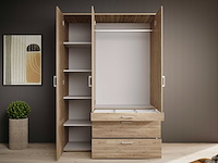 Kledingkast vasili - 135x56x195cm - 3 deuren & 3 lades - eikdecor - afbeelding 3 van  6