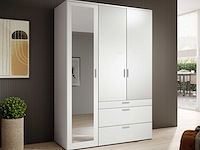 Kledingkast vasili - 135x56x195cm - 3 deuren & 3 lades - wit - afbeelding 3 van  7