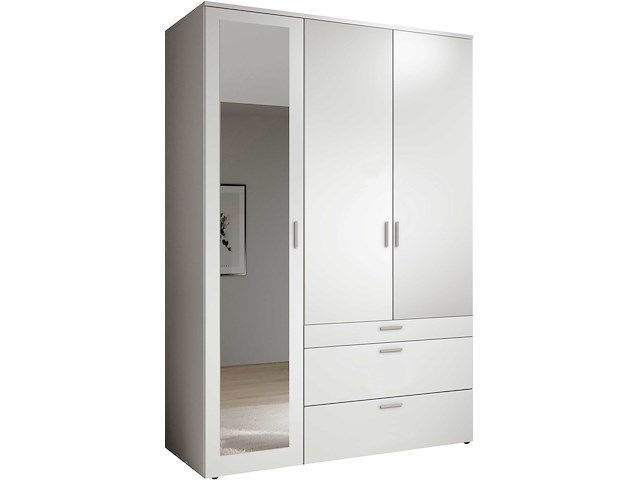 Kledingkast vasili - 135x56x195cm - 3 deuren & 3 lades - wit - afbeelding 5 van  7