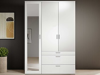 Kledingkast vasili - 135x56x195cm - 3 deuren & 3 lades - wit - afbeelding 7 van  7