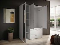 Kledingkast vasili - 135x56x195cm - 3 deuren & 3 lades - wit - afbeelding 2 van  7