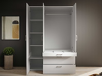 Kledingkast vasili - 135x56x195cm - 3 deuren & 3 lades - wit - afbeelding 6 van  7