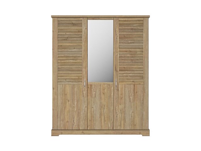 Kledingkast wanda 170 cm 3 deuren & spiegel - bruin kastanjehout - afbeelding 1 van  5