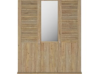 Kledingkast wanda 170 cm 3 deuren & spiegel - bruin kastanjehout - afbeelding 1 van  5