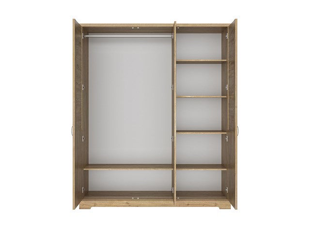 Kledingkast wanda 170 cm 3 deuren & spiegel - bruin kastanjehout - afbeelding 2 van  5
