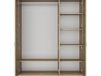 Kledingkast wanda 170 cm 3 deuren & spiegel - bruin kastanjehout - afbeelding 2 van  5