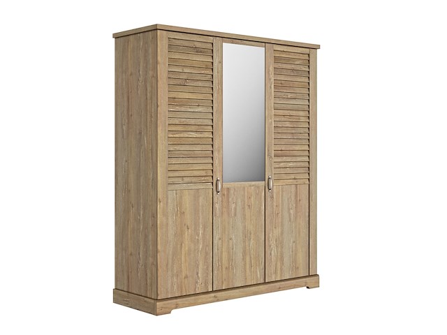 Kledingkast wanda 170 cm 3 deuren & spiegel - bruin kastanjehout - afbeelding 3 van  5