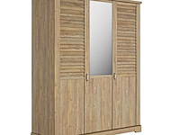 Kledingkast wanda 170 cm 3 deuren & spiegel - bruin kastanjehout - afbeelding 3 van  5