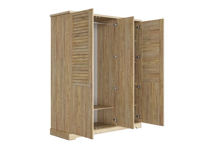 Kledingkast wanda 170 cm 3 deuren & spiegel - bruin kastanjehout - afbeelding 4 van  5