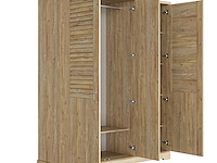 Kledingkast wanda 170 cm 3 deuren & spiegel - bruin kastanjehout - afbeelding 4 van  5