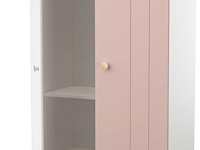 Kleerkast janne 2 draaideuren, 1 kledingroede, 1 legplank en 1 lade-mat roze/mat wit - afbeelding 2 van  7