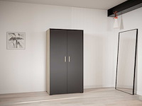 Kleerkast liva 2 draaideuren, 1 kledingroede en 4 legplanken-kronberg eik/matzwart - afbeelding 1 van  7