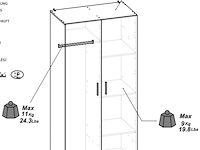 Kleerkast liva 2 draaideuren, 1 kledingroede en 4 legplanken-kronberg eik/matzwart - afbeelding 7 van  7