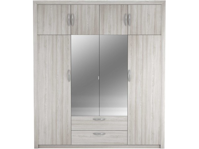 Kleerkast philine - 198x57x224cm - 8 deuren & 2 lades - met spiegel - eikdecor - afbeelding 1 van  6