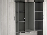 Kleerkast philine - 198x57x224cm - 8 deuren & 2 lades - met spiegel - eikdecor - afbeelding 4 van  6