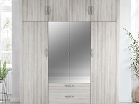 Kleerkast philine - 198x57x224cm - 8 deuren & 2 lades - met spiegel - eikdecor - afbeelding 5 van  6