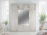 Kleerkast philine - 198x57x224cm - 8 deuren & 2 lades - met spiegel - eikdecor - afbeelding 6 van  6