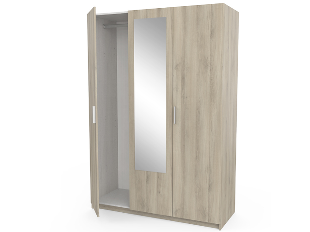 Kleerkast prya 3 draaideuren, 4 legplanken en 1 kledingroede-kronberg eikdecor - afbeelding 3 van  6
