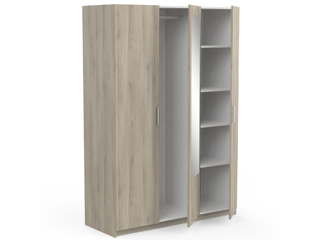 Kleerkast prya 3 draaideuren, 4 legplanken en 1 kledingroede-kronberg eikdecor - afbeelding 4 van  6