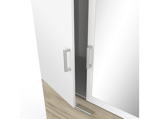 Kleerkast ryan 3 draaideuren, 4 legplanken, 1 kledingroede en 2 lades-kronberg eik/mat wit - afbeelding 5 van  7