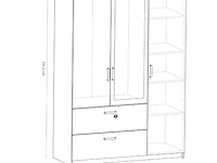 Kleerkast ryan 3 draaideuren, 4 legplanken, 1 kledingroede en 2 lades-kronberg eik/mat wit - afbeelding 6 van  7