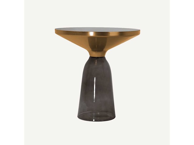 Kleine bell-tafel - grijs glazen voetstuk - zwart glazen blad - afbeelding 1 van  5