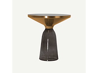 Kleine bell-tafel - grijs glazen voetstuk - zwart glazen blad - afbeelding 1 van  5