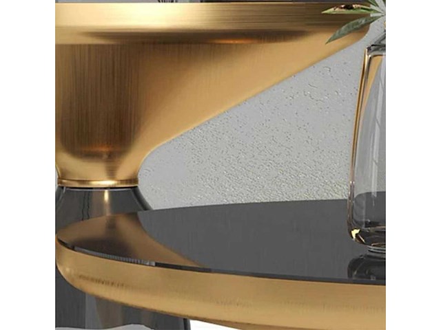 Kleine bell-tafel - grijs glazen voetstuk - zwart glazen blad - afbeelding 2 van  5