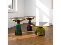 Kleine bell-tafel - grijs glazen voetstuk - zwart glazen blad - afbeelding 5 van  5
