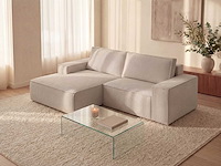 Kleine cabrio linker hoek bank in beige ribfluwelen