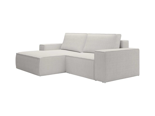 Kleine cabrio linker hoek bank in beige ribfluwelen - afbeelding 3 van  9