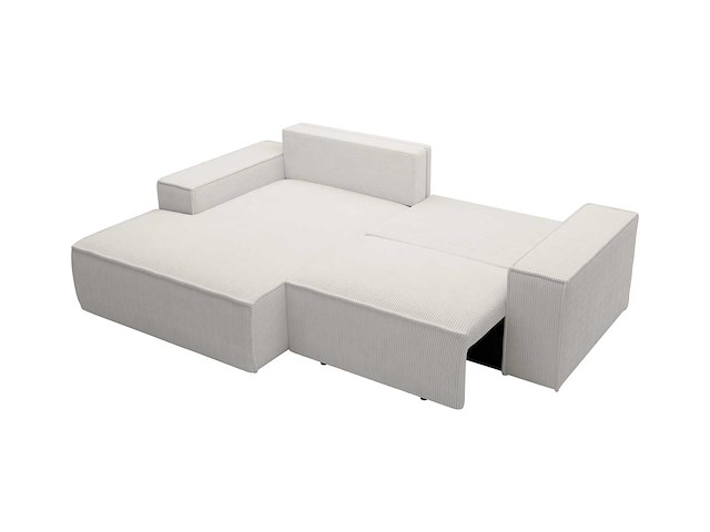 Kleine cabrio linker hoek bank in beige ribfluwelen - afbeelding 4 van  9
