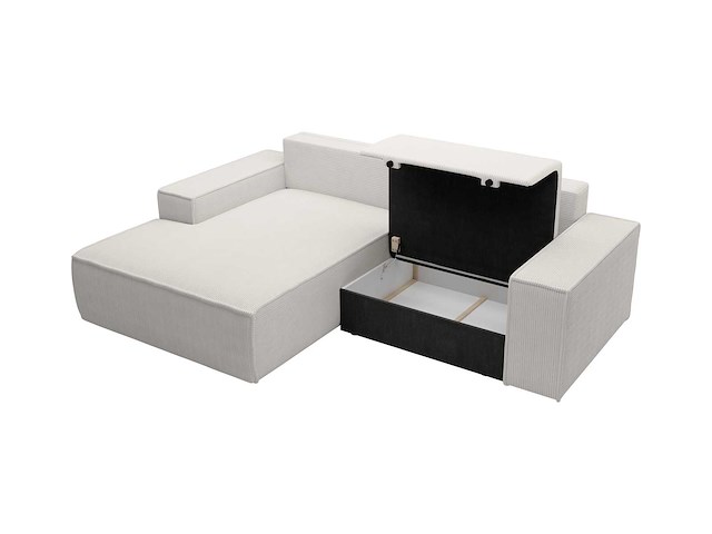 Kleine cabrio linker hoek bank in beige ribfluwelen - afbeelding 5 van  9