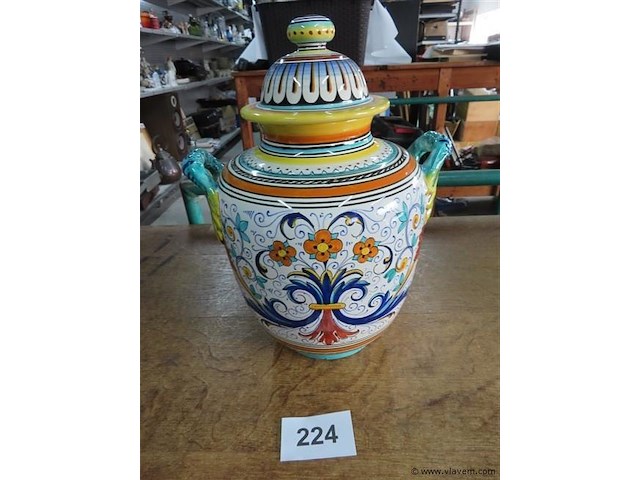 Kleurrijke dekselpot h36cm, italiaans - afbeelding 1 van  4