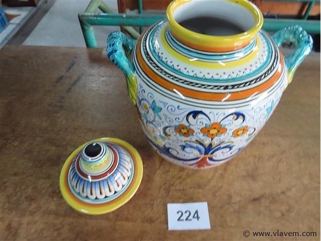 Kleurrijke dekselpot h36cm, italiaans - afbeelding 3 van  4