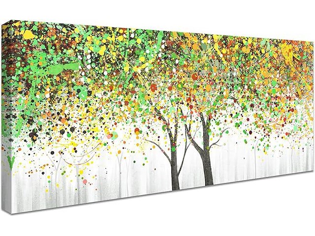 Kleurrijke levensboom ingelijste canvasprint - afbeelding 1 van  4