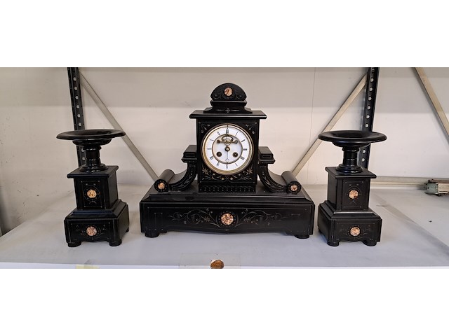 Klokstel in zwarte marmer - afbeelding 1 van  1