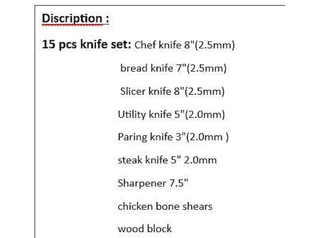 Knife set 15pcs - afbeelding 2 van  2