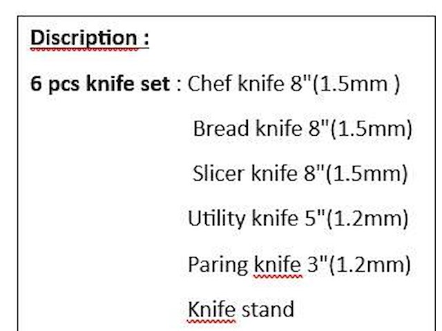 Knife set 6pcs - afbeelding 2 van  2