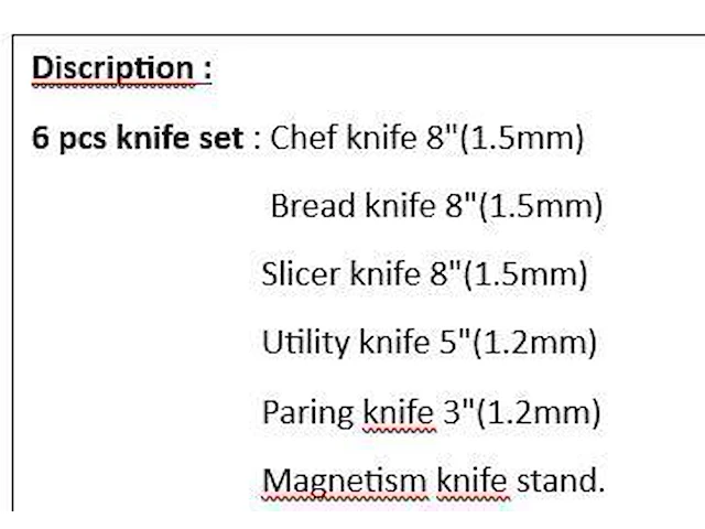 Knife set 6pcs - afbeelding 2 van  2