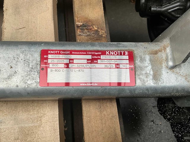 Knott vgb18-p10010 geremde as voor aanhangwagen (4x) - afbeelding 6 van  8