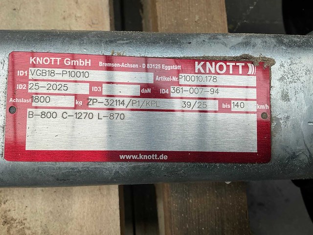 Knott vgb18-p10010 geremde as voor aanhangwagen (4x) - afbeelding 8 van  8
