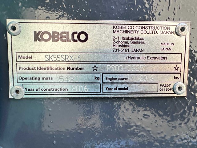 Kobelco - 2016 - sk55srx-6 - midigraafmachine - afbeelding 33 van  39