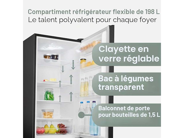 Koelkast en vriezer 269l zwart kg184-1-roestvrij staal/zwart, netto capaciteit: 269 liter - afbeelding 6 van  11