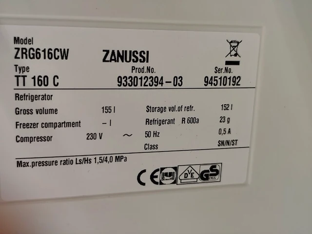 Koelkast tafelmodel zanussi (niet getest) - afbeelding 4 van  4
