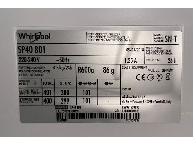 Koel/vrieskast whirlpool - afbeelding 9 van  9