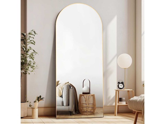 Koepelspiegel 165 x 60 cm, hangend of scheef, goud, voor slaapkamer en kleding - afbeelding 1 van  3
