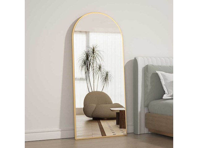 Koepelspiegel 165 x 60 cm, hangend of scheef, goud, voor slaapkamer en kleding - afbeelding 3 van  3