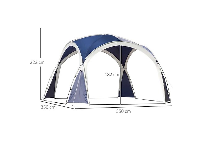 Koepeltent voor 6-8 personen, paviljoen, bescherming tegen zon en douches - afbeelding 3 van  4